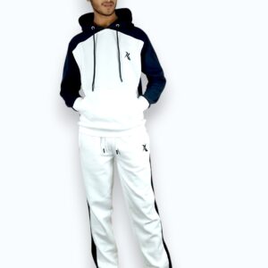 Frostline FlexFit Hooded Tracksuit – White & Black