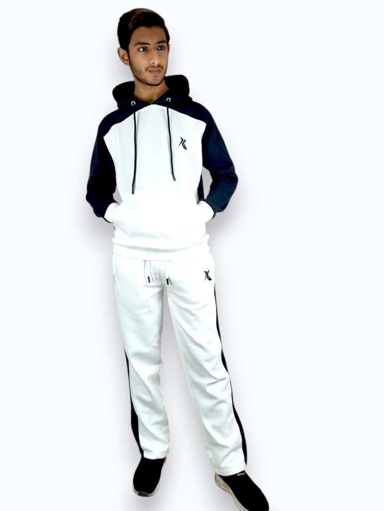 Frostline FlexFit Hooded Tracksuit – White & Black Frostline FlexFit Hooded Tracksuit – White & Black