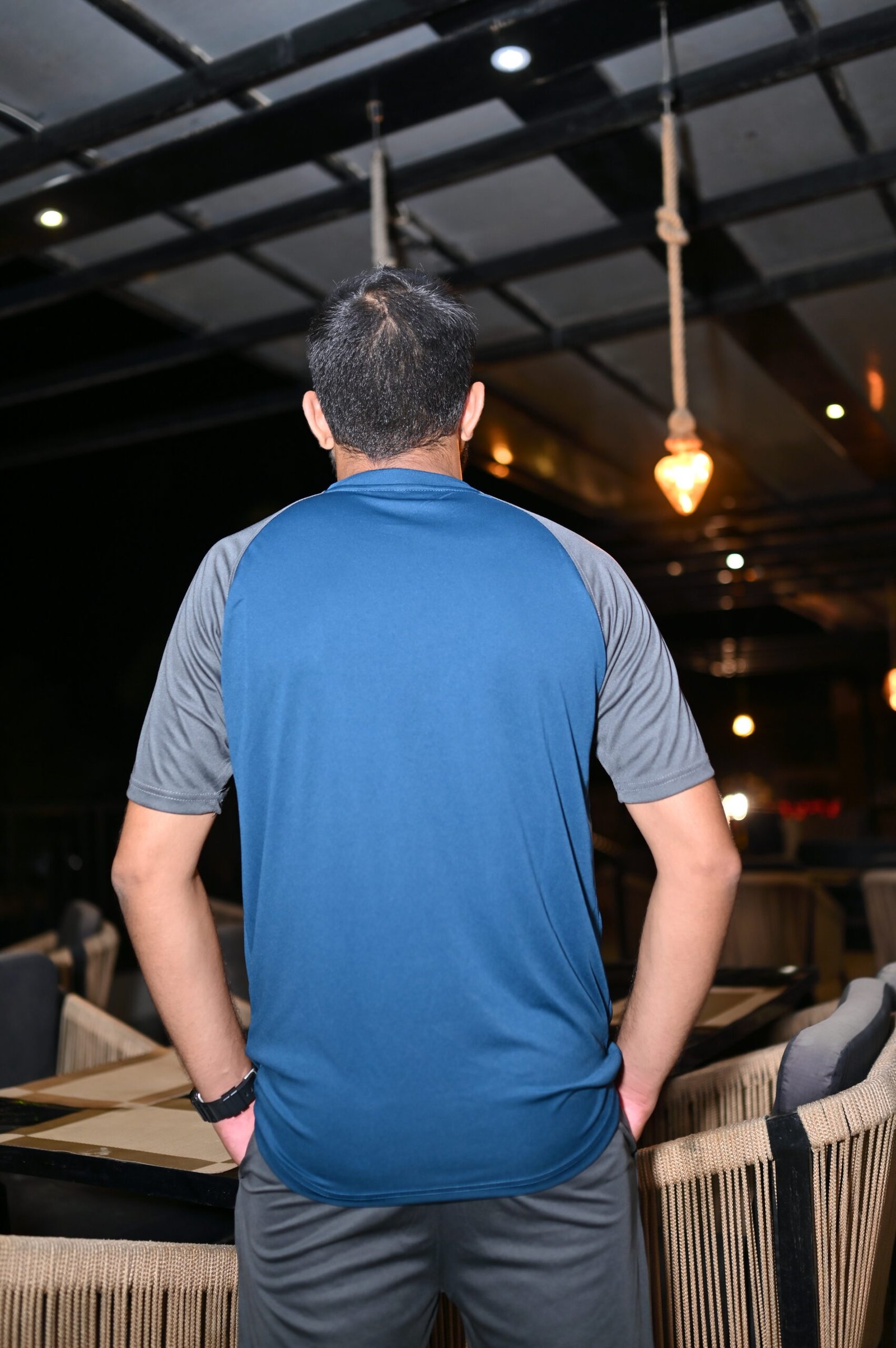 Premium Men's Performance Tracksuit - Blue & Grey - Image 2