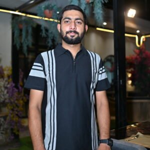 Men's Black & Grey Striped Premium T-Shirt