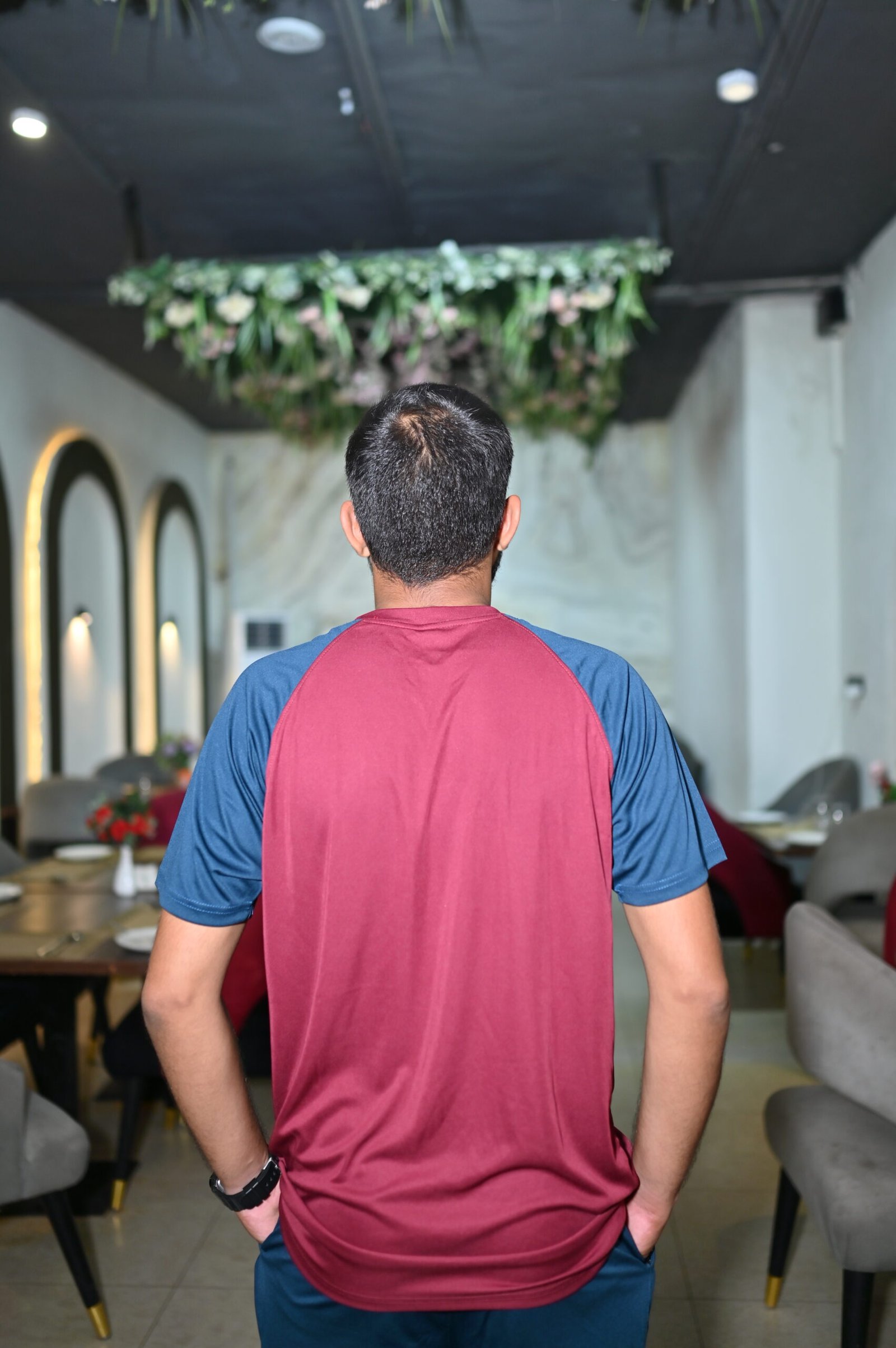 Men's Maroon and Navy Blue Sports Tracksuit